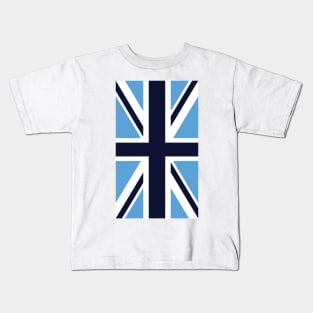 Manchester Sky & Navy Union Jack Flag Kids T-Shirt